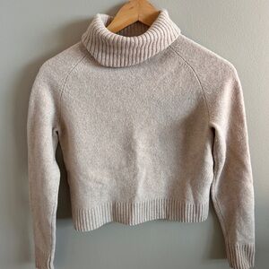 Frank & Oak Soft Beige Wool Turtleneck Sweater